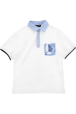 MONNALISA Piqué-Poloshirt mit Streifenstoff-Details