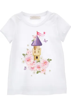 MONNALISA T-Shirt mit Schlossturm-Motiv und Strass