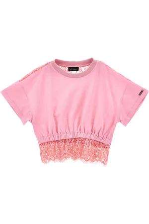 MONNALISA T-Shirt in Cropped-Länge mit Spitze