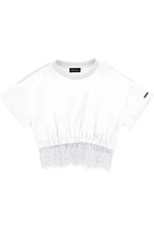 MONNALISA T-Shirt in Cropped-Länge mit Spitze