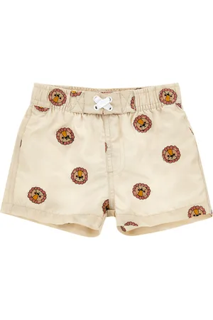 MONNALISA Beach-Shorts mit Löwen-Stickdetail