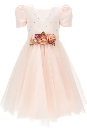 MONNALISA Kleid aus Duchesse-Satin und Glitzertüll