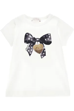 MONNALISA Baumwoll-T-Shirt mit Aufdruck und Strass