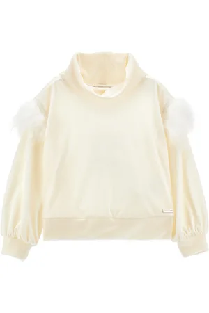 MONNALISA Sweatshirt mit Schalkragen und Federn