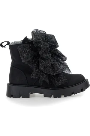 MONNALISA Lederstiefel mit Glitzerschleife