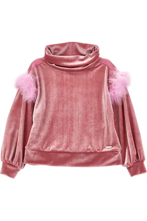 MONNALISA Sweatshirt mit Schalkragen und Federn