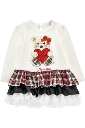 MONNALISA Kleid aus Punto-Milano-Gewebe mit großem Teddybären