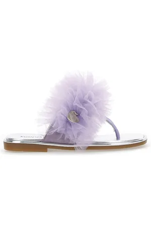 MONNALISA Flip-Flops aus Nappaleder mit Tüllrüschen