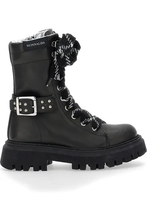 MONNALISA Schnürstiefelette aus Leder mit Schaffutter