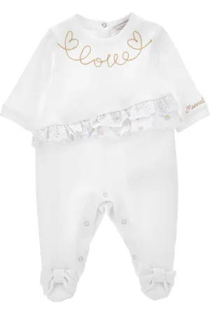 MONNALISA Playsuit aus Baumwolle mit Stickerei und Broderie Anglaise