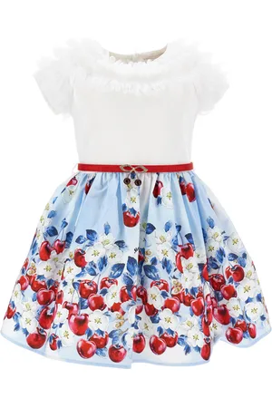 MONNALISA Baumwollkleid mit Rüschen und Kirschprint