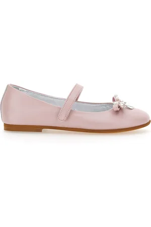 MONNALISA Ballerinas aus perlmuttfarbenem Leder mit Schleife
