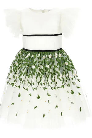 MONNALISA Tüllkleid mit Blattstickerei