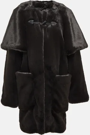 Alaïa Alaïa Mantel aus Faux Fur mit Leder