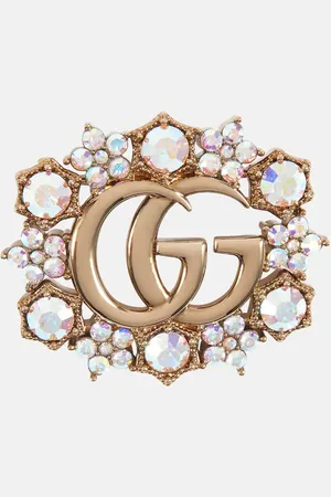 Gucci Brosche Double G mit Kristallen