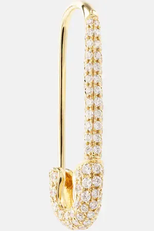 Anita Einzelner Ohrring Safety Pin aus 18kt Gelbgold mit Diamanten