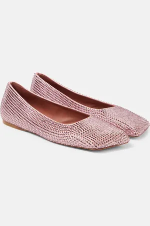 Amina Muaddi Ballerinas Ane aus Satin mit Kristallen