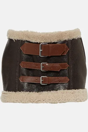 BLUMARINE Minirock aus Leder mit Shearling