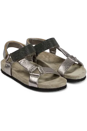 Brunello Cucinelli Sandalen aus Metallic-Leder