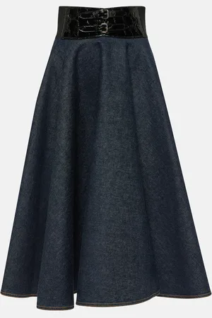 Alaïa Alaïa High-Rise-Midirock aus Denim