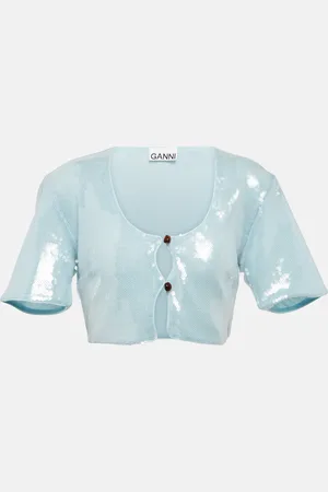 Ganni Cropped-Top mit Pailletten