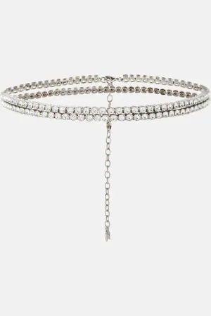 Amina Muaddi Taillenkette mit Kristallen