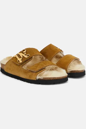 Palm Angels Pantoletten aus Veloursleder mit Shearling