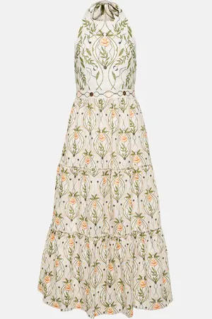 Agua by Agua Bendita Midikleid Consuelo Lunar aus Leinen