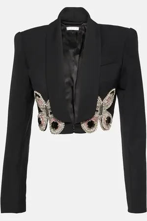 AREA Verzierter Cropped-Blazer aus Wolle