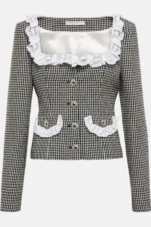 Alessandra Rich Jacke aus Tweed mit Spitze