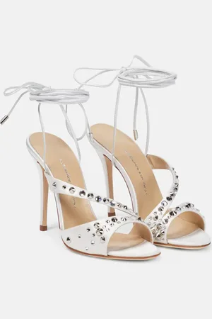 Alessandra Rich Verzierte Sandalen aus Seidensatin