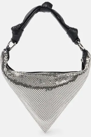 Amina Muaddi Schultertasche Cameron Mini aus Metallic-Leder