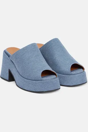 Ganni Plateau-Pantoletten Holly aus Denim