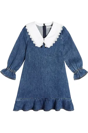 Self-Portrait Kleid aus Denim mit Spitze