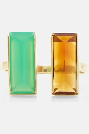 Aliita Ring Bi Maxi aus 9kt Gelbgold mit Citrin und Chrysopras