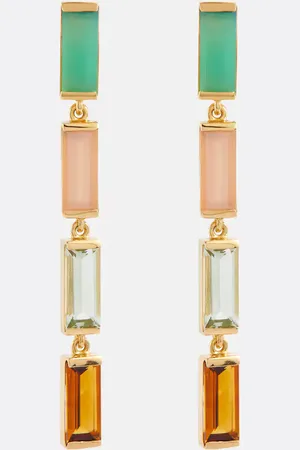 Aliita Ohrringe Deco Maxi aus 9kt Gelbgold mit Edelsteinen