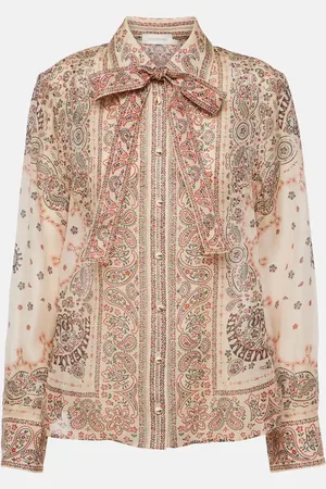 ZIMMERMANN Bedruckte Bluse Matchmaker aus Leinen und Seide