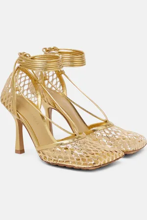 Bottega Veneta Pumps Stretch aus Mesh und Metallic-Leder