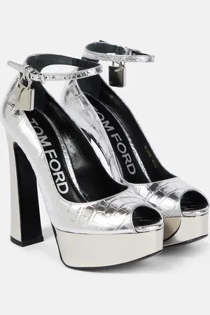 Tom Ford Peeptoe-Pumps aus Metallic-Leder