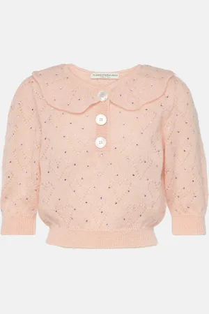 Alessandra Rich Verziertes Cropped-Top aus einem Mohairgemisch