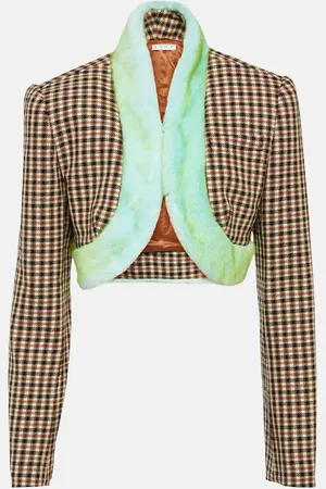 AREA Cropped-Jacke mit Faux Fur
