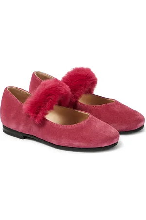 Il gufo Ballerinas aus Veloursleder mit Faux Fur