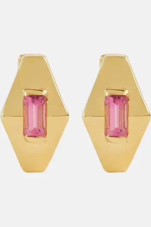 Aliita Ohrringe Deco Rombo Mini aus 9kt Gelbgold mit Turmalin