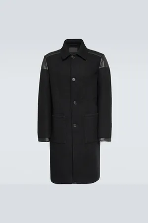 Prada Mantel aus einem Wollgemisch mit Leder