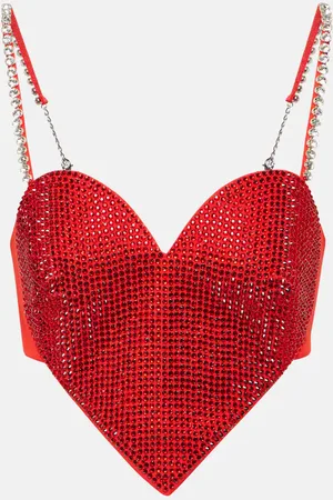 AREA Cropped-Top aus Wolle mit Kristallen