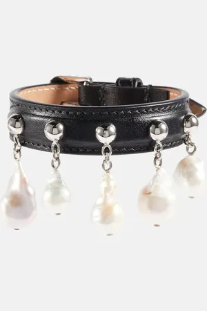 Alaïa Alaïa Armband aus Leder mit Zierperlen