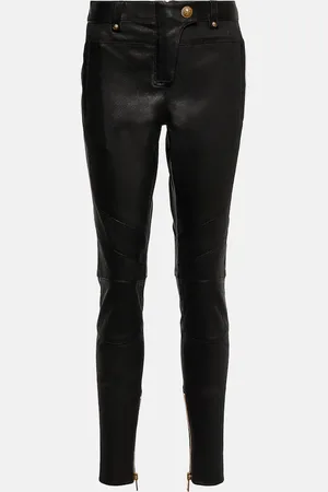 Balmain Skinny Low-Rise-Hose aus Leder