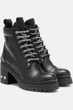 Miu Miu Verzierte Schnürstiefel aus Leder