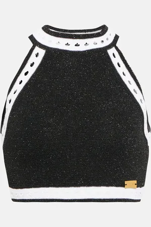 Balmain Cropped-Top aus einem Wollgemisch