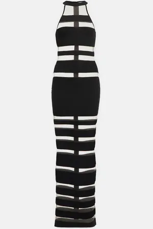 Balmain Maxikleid mit Mesh